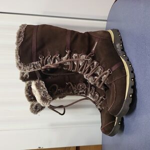 SKETCHERS ‘Grand Jams’ Brown Suede Fur Lined Lace Up Unlimited Boots